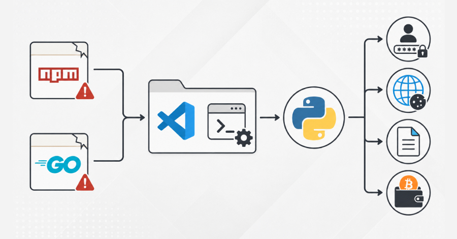 VS Code Görevleriyle Python Veri Hırsızı Dağıtan Tehlikeli npm ve Go Paketleri Keşfedildi