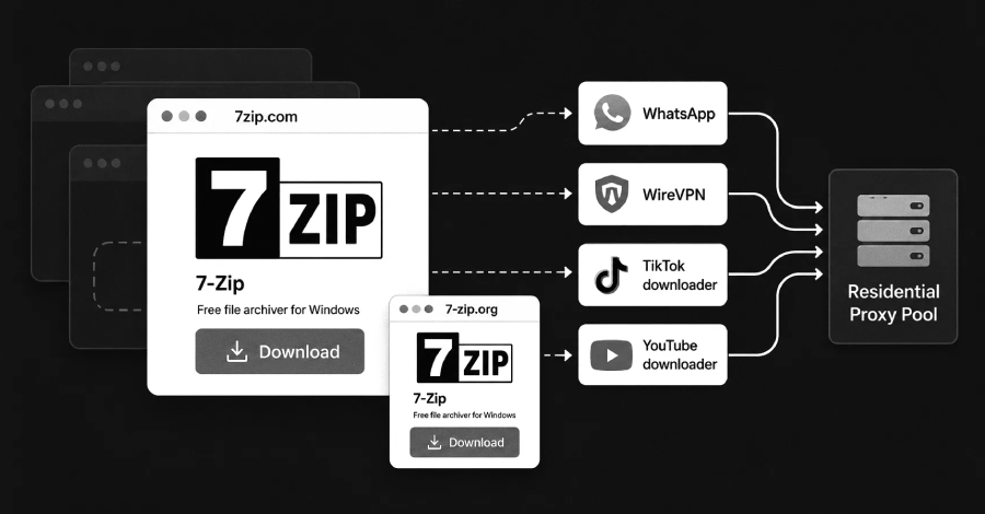 Sahte 7-Zip Kurulum Dosyaları: Cihazlarınızı Residential Proxy Dönüştürüyor!