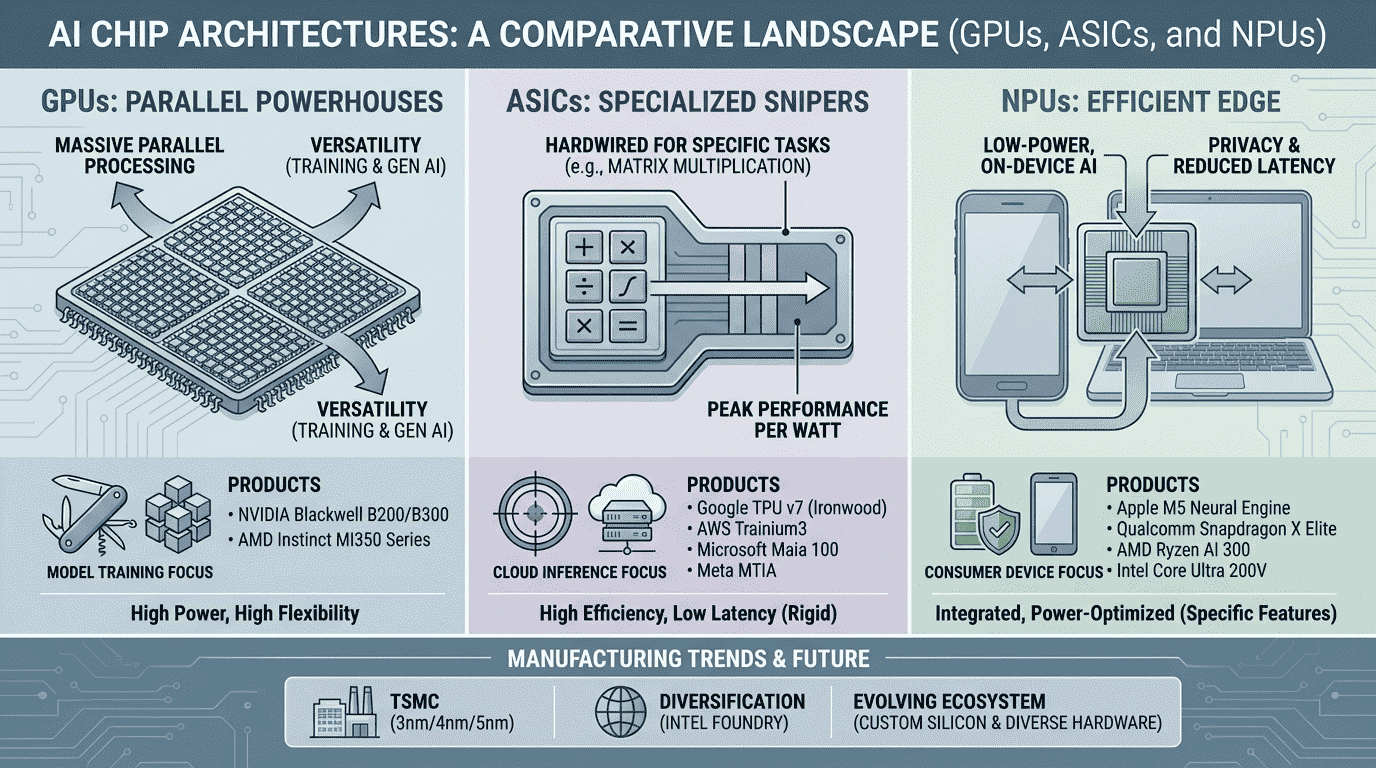 Yapay Zeka Çipleri: GPU, ASIC ve NPU Karşılaştırması ve Mimarileri