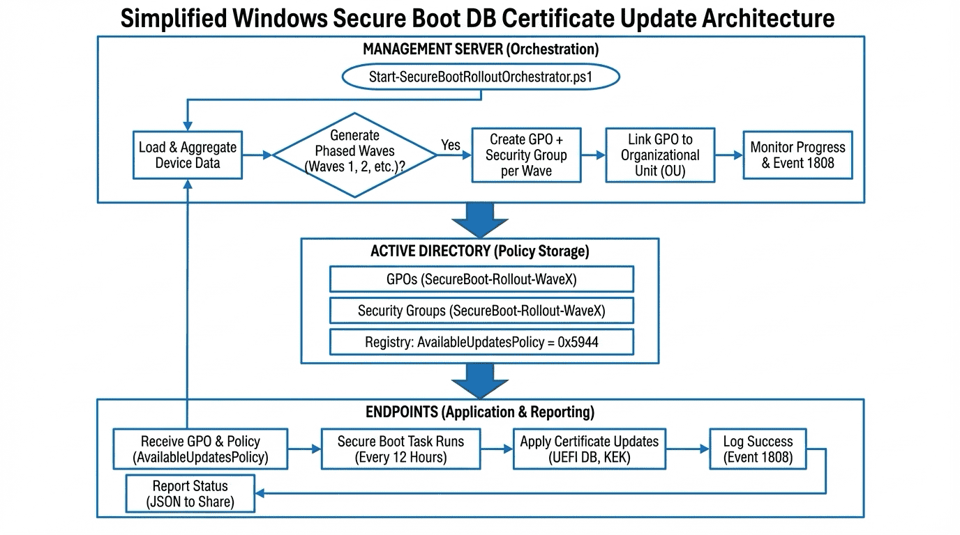 Grup İlkesi ve PowerShell Kullanarak Windows Güvenli Önyükleme (Secure Boot) DB Sertifikalarını Güncelleme