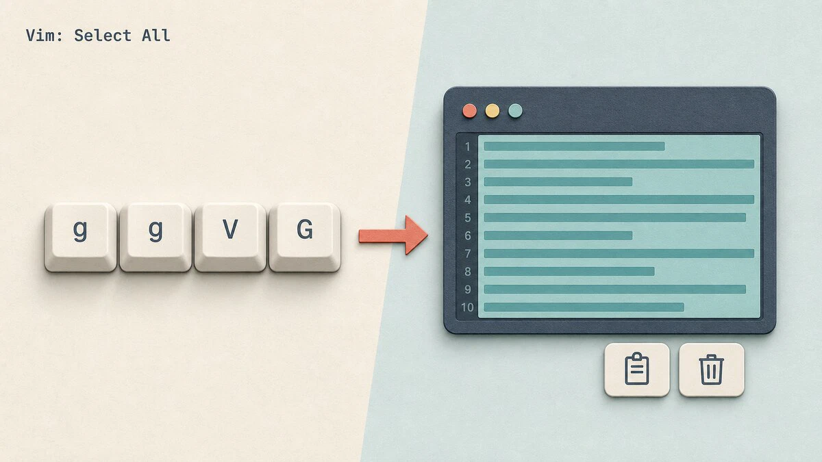 Vim'de Tüm Satırları Seçme, Kopyalama ve Silme Yöntemleri
