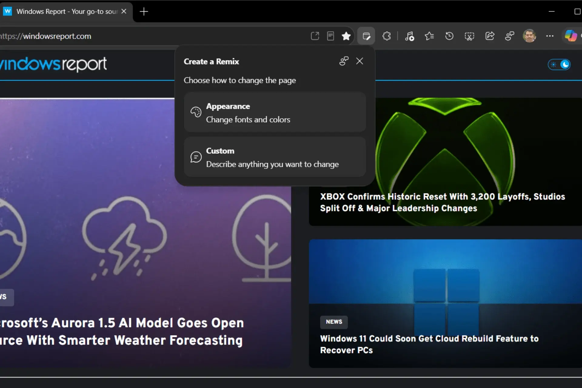 Microsoft Edge'de AI Destekli Web Remix ile Yerel Web Sitesi Özelleştirme